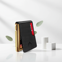Porte-cartes de luxe, en aluminium + cuir véritable, design multi-emplacements pour cartes, avec protection RFID sécurisée