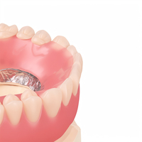 Modèle d'implant dentaire avec prothèse, structure en alliage de cobalt-chrome avec dents disposées pour l'enseignement dentaire