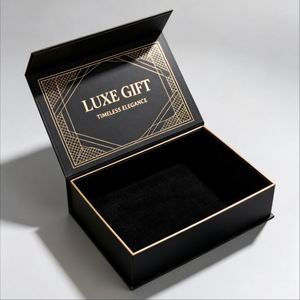 FX Luxury Eco-Friendly Folding Gift <b>Box</b> Magnetic Closure Custom Logo Rigid Paper Packaging Recyclable Green <b>Black</b> <b>Cardboard</b> - Product Image 1