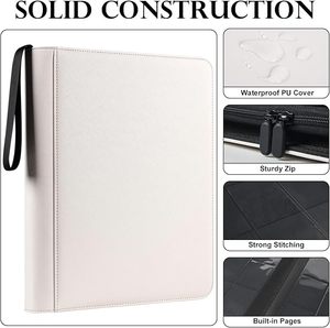Premium PU Leather Large Capacity 9 Pocket Trading <b>Card</b> <b>Binder</b> Zipper Closure for Home Collection - Product Image 1