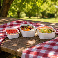 Vente en gros de bols à salade en papier kraft biodégradable, conteneur rectangulaire avec couvercle, logo personnalisé, 500 ml, 650 ml, 750 ml, 1000 ml pour restaurant