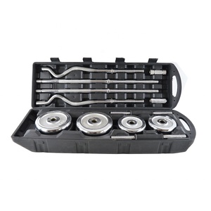Ensemble d'haltères et de barres réglables de 55 kg avec étui, peinture noire, pour musculation - Product Image 2