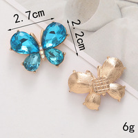 Nouveau style, accessoires de bijouterie électroplaqués en alliage de zinc avec papillon en cristal, coque de téléphone, autocollant décoratif, strass pour chaussures à trous