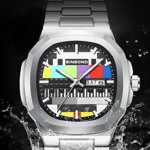 Reloj de Pulsera de Cuarzo Cuadrado de Acero Inoxidable de Alta Gama para Hombre, Esfera de 40 mm, 22 mm, Reloj de Negocios Resistente al Agua, Cristal de Aleación, Logotipo Personalizado - Product Image 4