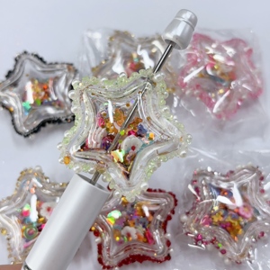 <span class=keywords><strong>Perles</strong></span> acryliques transparentes en forme d'étoile creuse avec confettis, paillettes, <span class=keywords><strong>perles</strong></span> et bordures en strass pour la création artisanale - Product Image 4