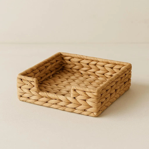 Natural Handwoven Square Tray Water Hyacinth Serving Tray for Drinks and Snacks Decorative <b>Coffee</b> <b>Table</b> Organizer - Product Image 5