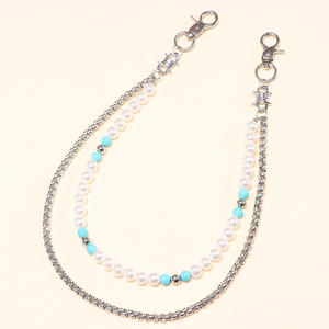 Chaîne de taille double couche en perles imitation, chaîne de corps Hip Hop tendance, perles turquoise ton argent pour usage quotidien - Product Image 1