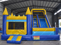 Commerciële natte/droge springkussencombinatie met glijbaan, opblaasbare springkasteel voor kinderen en volwassenen