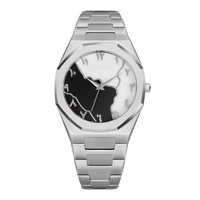 Montre à quartz à chiffres arabes en gros, personnalisable OEM, bracelet en acier inoxydable, étanche, montres minimalistes personnalisées pour hommes