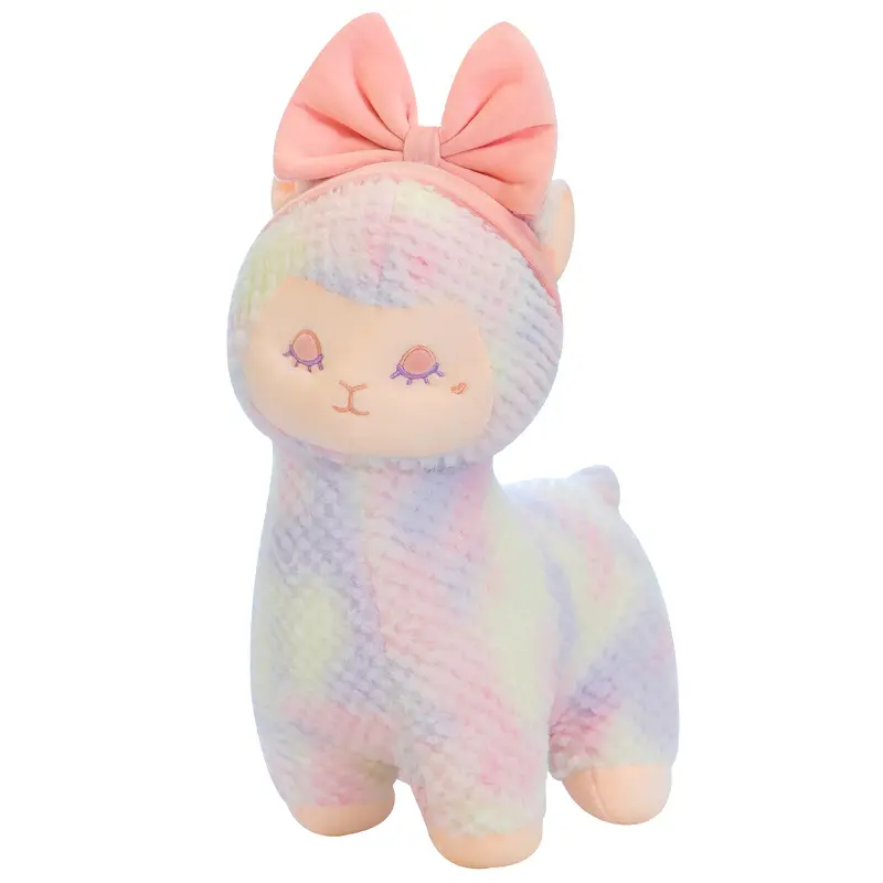 25cm Factory Wholesale Cute Plush Toy Stuffed Sheep Animals Soft Plush Giant Rainbow Alpaca Plush Pillow Toy