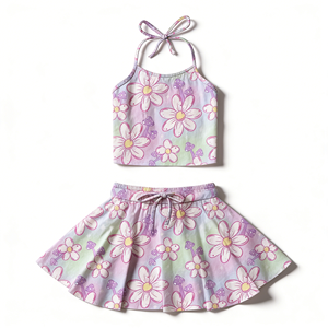 Completo Estivo per Ragazze: Top Senza Maniche e Minigonna, 95% Bambù 5% Spandex, Morbido, Confortevole, Traspirante, per Feste e Casual, Personalizzabile - Product Image 6