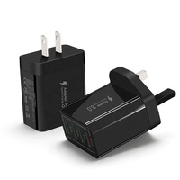 Chargeur USB rapide HNT 30W GaN 4 ports QC3.0, prise murale multi-ports avec prise US/EU/UK/AU, certifié CE FCC pour appareils universels
