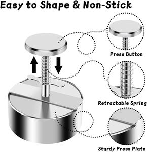 Presse à viande réglable en acier inoxydable 304, écologique, compatible lave-vaisselle, pour smash burger, moule à galettes de viande, pour barbecue - Product Image 3