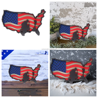 Soldat américain tenture murale en bois signe drapeau 4 juillet Memorial Day Art déco Design nature morte Table à manger décoration anniversaires
