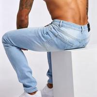 Pantalon en jean vintage taille mi-haute, coupe slim, haute qualité, personnalisable, pour homme, prix réduit