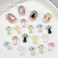 Diamants 3D en résine colorés en forme de champignon pour ongles, fournitures d'été à dos plat pour femmes, décorations DIY pour manucure