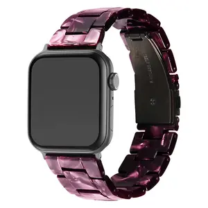 LEWO Fashion Women Luxury Elastic Charm Strap Resin Watch Band For Apple Watch Series Ultra 8 7 6 SE 49 44 40 42 38 41 45mm