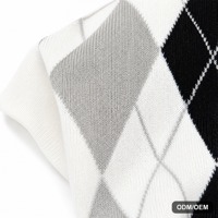 Cardigan décontracté respirant en maille Argyle pour femme, blanc, noir, gris, à manches courtes, boutonné, court, tricoté, été, personnalisable OEM