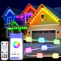 Lumières LED intelligentes pour avant-toits, étanches, avec synchronisation musicale, minuterie Bluetooth, pour Noël, festivals, maison, patio, jardin, décoration paysagère