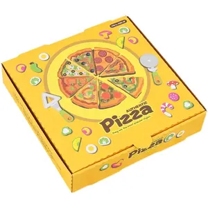 定制印刷35X35 32X32高3.5披萨盒内外新颖设计金色供应商波纹披萨盒