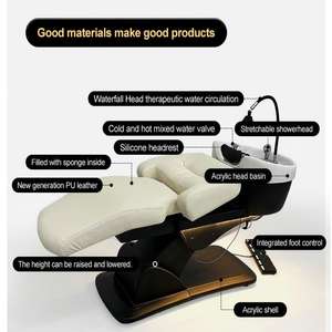 Chaise de salon de coiffure avec massage, vente chaude, lit de shampooing écologique pour spa capillaire, cuir PU confortable, mobilier de salon de beauté - Product Image 4