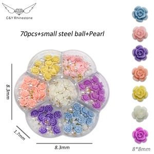 CY Macaroon Camellia resina Nail Art Charms bola de acero plástico 3D <span class=keywords><strong>flores</strong></span> <span class=keywords><strong>para</strong></span> decoraciones de <span class=keywords><strong>uñas</strong></span> - Product Image 4