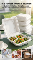 Contenants à hamburger jetables Fude, écologiques, en PP de qualité alimentaire, à 3 compartiments, pliables, pour usage industriel, personnalisables