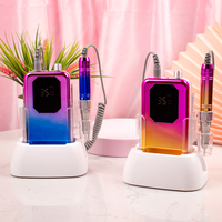 Machine à ongles professionnelle à moteur sans noyau 65W, 35000 tr/min, couleur dégradée, avec station de charge intégrée – Prix de gros
