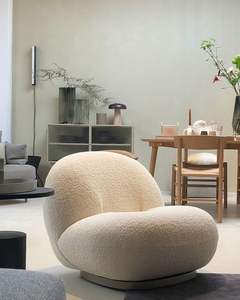 Fauteuils modernes à dossier incurvé, fauteuil d'appoint pour salon, fauteuil lounge en velours froissé, fauteuil pivotant <span class=keywords><strong>Pacha</strong></span>, fauteuil Sherpa - Product Image 3