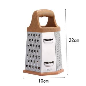 Wholesale DD1080 <b>Kitchen</b> <b>Gadgets</b> Wood Handle Chopping 6 in 1 Multifunctional Grater Stainless Steel Box Peeler Slicer - Product Image 2