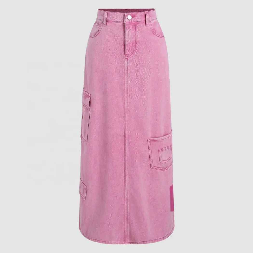 WS097 Y2k Denim Maxi Skirt Custom Solid Jean Skirt Women Long Skirts For Women