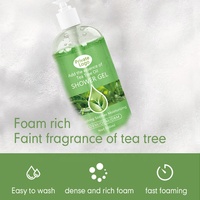 Gel douche biologique à base d'arbre à thé, étiquette privée, naturel, lavage du corps, gommage, éclaircissement, blanchiment, offre spéciale,