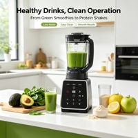 Blender commercial 1,8 L à commande tactile, faible bruit, récipient sans BPA, 3 vitesses, 4 lames - Broyeur à glace, mixeur pour smoothies, pour usage domestique