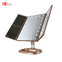 Miroir de coiffeuse mascarade 3 voies avec LED Miroir de maquillage de table professionnel plié Espejo Con Luz Miroir de barbier de bureau éclairé