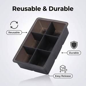 Wholesale Large Eco-Friendly Silicone Cube Tray & Ice <b>Cream</b> <b>Maker</b> Molds Food Grade BPA Free 6 Pack - Product Image 2