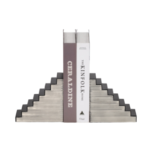 Fermalibri Decorativi a Forma di Gradino con Motivo a Righe, Accessori Moderni in Resina e Legno per Libreria - Product Image 2