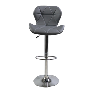 Chaise de bar moderne de luxe avec base en métal et dossier profilé en cuir, mobilier pour la maison, salon, hôtel, <span class=keywords><strong>tabouret</strong></span> de bar <span class=keywords><strong>gris</strong></span> - Product Image 2