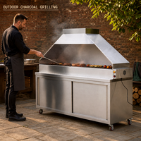 Barbecue à charbon de bois commercial en acier inoxydable robuste avec armoire et cheminée Barbecue espagnol