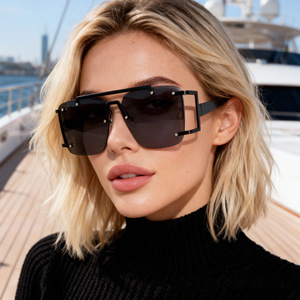 Gafas de sol cuadradas sin montura extragrandes para <span class=keywords><strong>hombre</strong></span>, nueva moda 2026, <span class=keywords><strong>lentes</strong></span> antirreflectantes con degradado para mujer, gafas de conducción de doble viga - Product Image 2