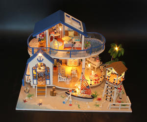Hongda 13844 légende de <span class=keywords><strong>la</strong></span> mer bleue <span class=keywords><strong>maison</strong></span> de poupée bleue <span class=keywords><strong>maison</strong></span> de poupée Miniature en bois bricolage kit de <span class=keywords><strong>maison</strong></span> de poupée - Product Image 4