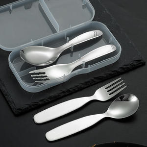 Juego de tenedor y cuchara portátiles de acero inoxidable para niños de 2 a 4 años, sin BPA, con estuche - Product Image 5