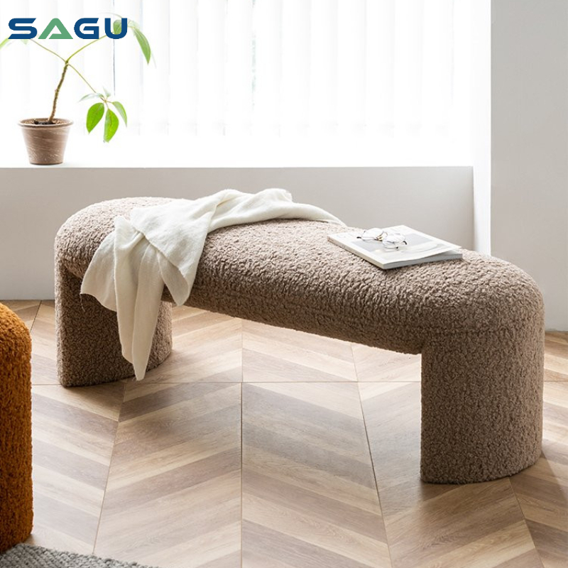 Роскошный прикроватный табурет минималистский дверной проем гостиной длинная скамья из овечьей шерсти букле пуфик табурет для обуви