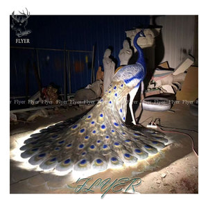 Outdoor Decoration Large Fiberglass Animal <strong>Sculpture</strong> Life Size Resin Painted Color <strong>Peacock</strong> Statue for Sale - Product Image 6