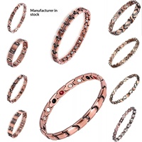 Pulsera Unisex Ajustable de Aleación de Zinc Color Cobre, Estilo Retro, con Cierre Magnético Desmontable, Joyería de Moda