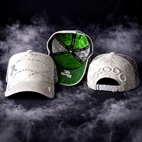 Casquette de baseball 5 panneaux brodée en 3D, réglable, en coton, avec visière en daim, doublure en satin, strass, style streetwear