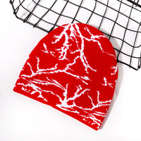 Topi Rajut Jacquard Motif Petir Satu Sisi dengan Hiasan Kancing, Gaya Jalanan - Unisex, Topi Musim Dingin untuk Luar Ruangan, Laris Manis