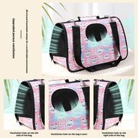 Sac de transport portable respirant en PU imprimé avec fermeture éclair pour chat et chien, sac à bandoulière souple pour voyage en extérieur, accessoires et fournitures pour animaux de compagnie en maille