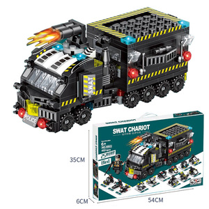 Ensemble de blocs 8 en 1 de la série de véhicules de police de la ville, jouet de blocs d'avion pour l'éducation, les aéroports créatifs, à monter soi-même, 2023 - Product Image 4