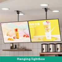 Boîte Lumineuse LED Suspendue Intérieure pour Restaurant, Panneau LED Facile à Installer avec Cadre en Aluminium, Affichage Publicitaire de Menu