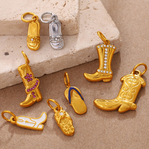 จี้รองเท้าบูทสไตล์ยุโรปอเมริกัน ทำจากโลหะผสมสังกะสี เหมาะสำหรับทุกเพศ ใช้ตกแต่งเครื่องประดับ DIY - Product Image 2